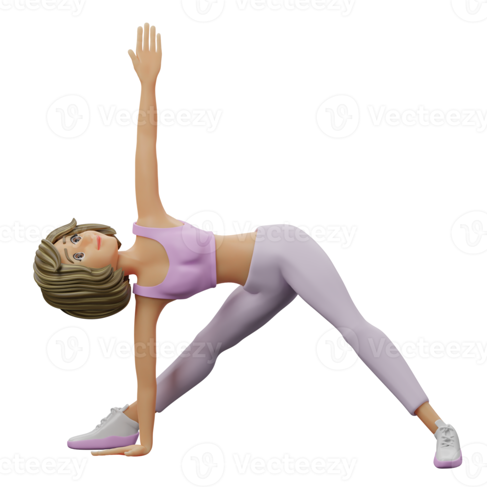 3D Illustration yoga triangle pose png