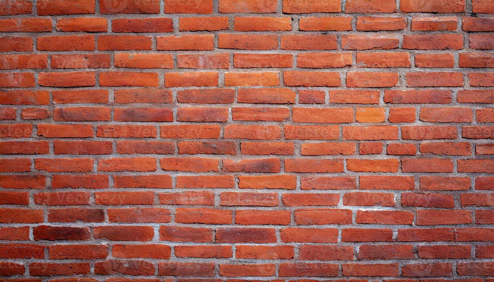 AI generated Close up view of a red brick wall. Texture of old dark brown and red brick wall panoramic background. Minimal pattern background concept. Trendy brick wall background idea. Copy space. photo