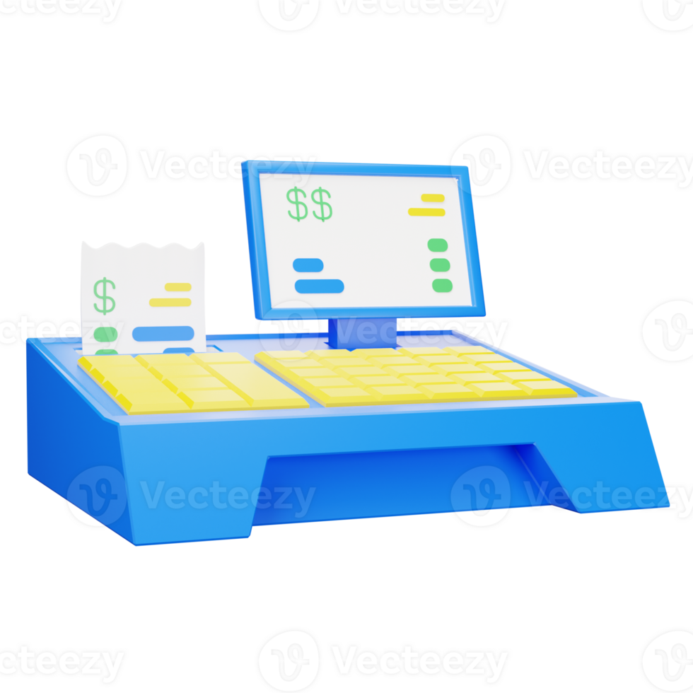 3d illustratie contant geld registreren png