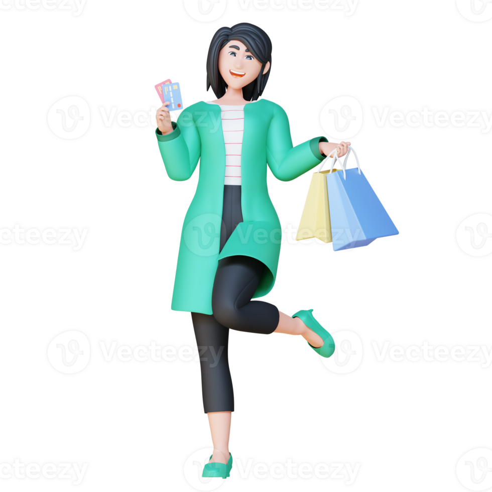 3D Illustration Character holding a card png
