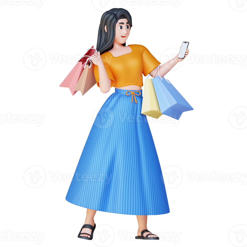 3D Illustration Character holding a phone png
