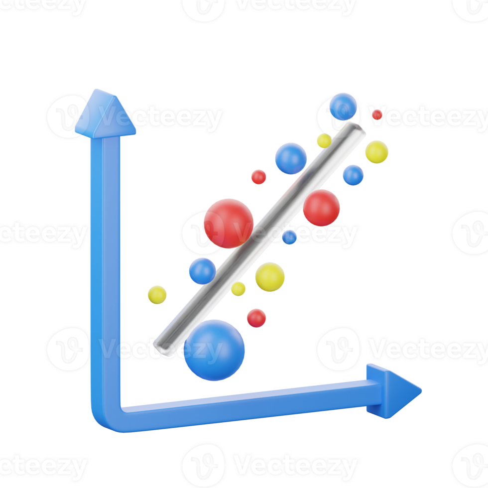 3D Illustration scatter plot chart png