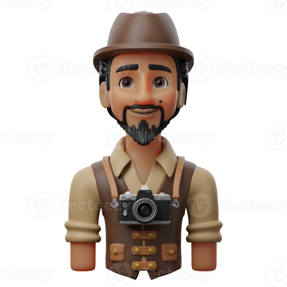 3d avatar personagem ilustração masculino fotógrafo png