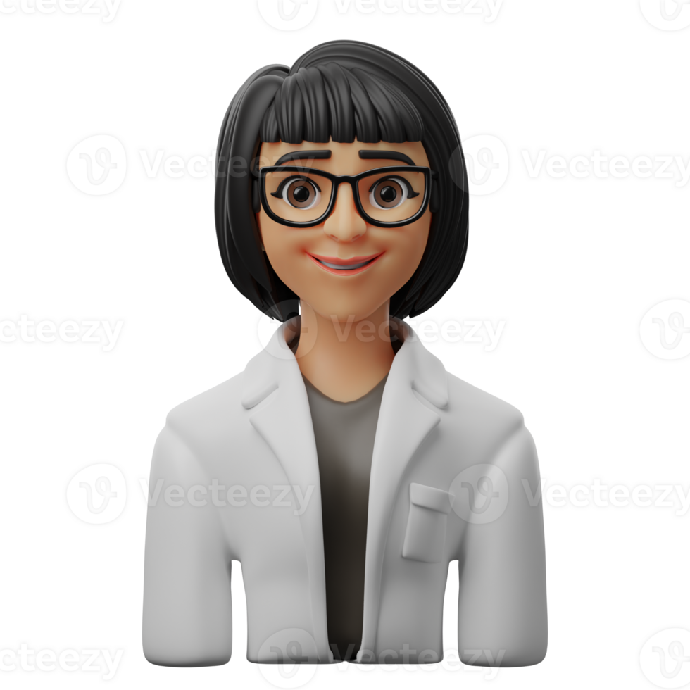 3D Avatar Character Illustration female scientist png