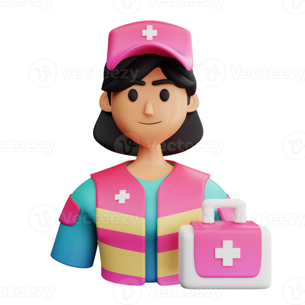 3D Illustration female paramedic png