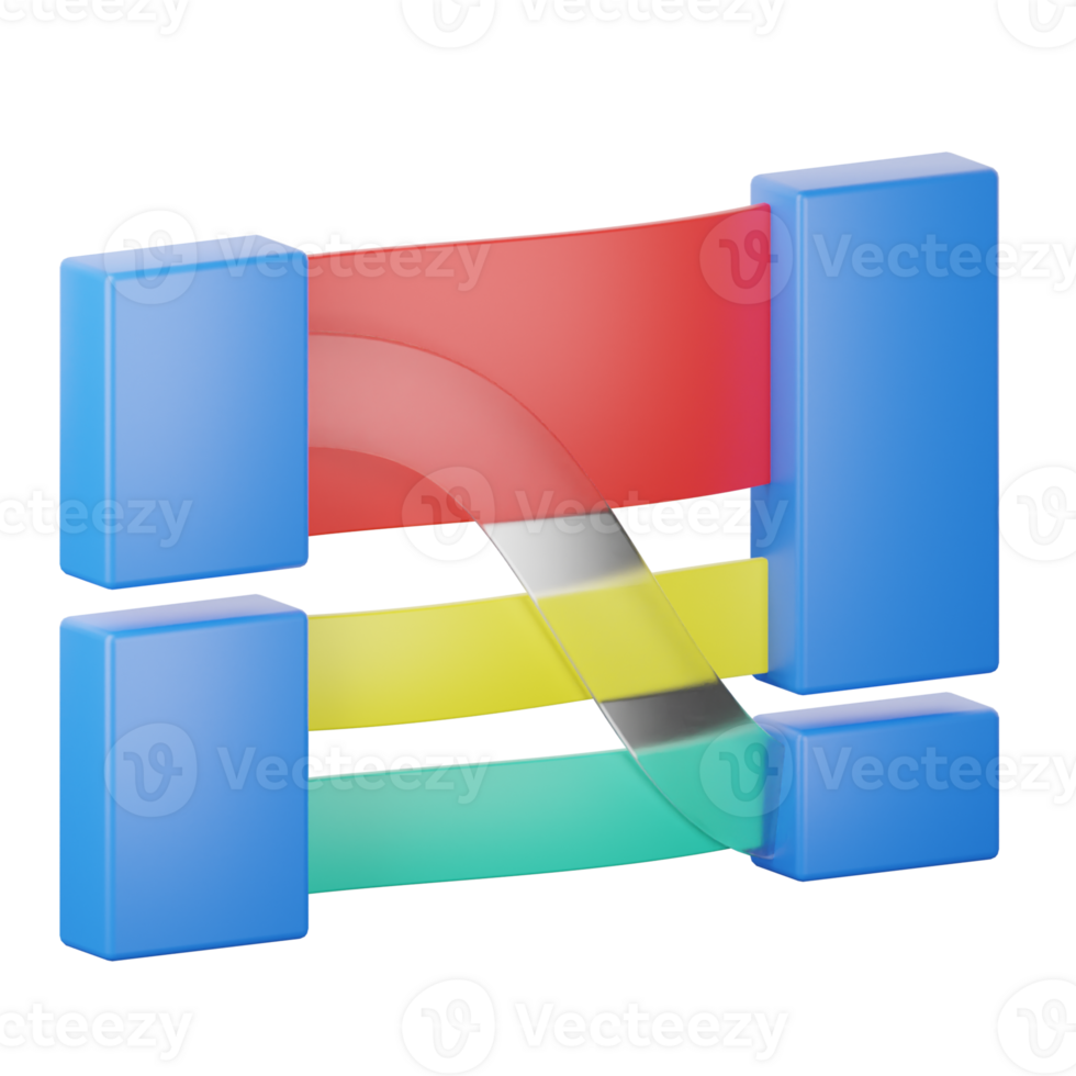 3d ilustración sankey diagrama png