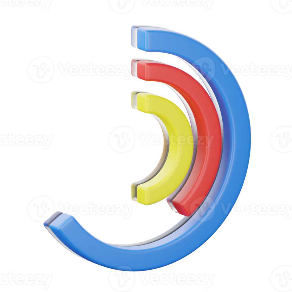 3D Illustration radial column chart png