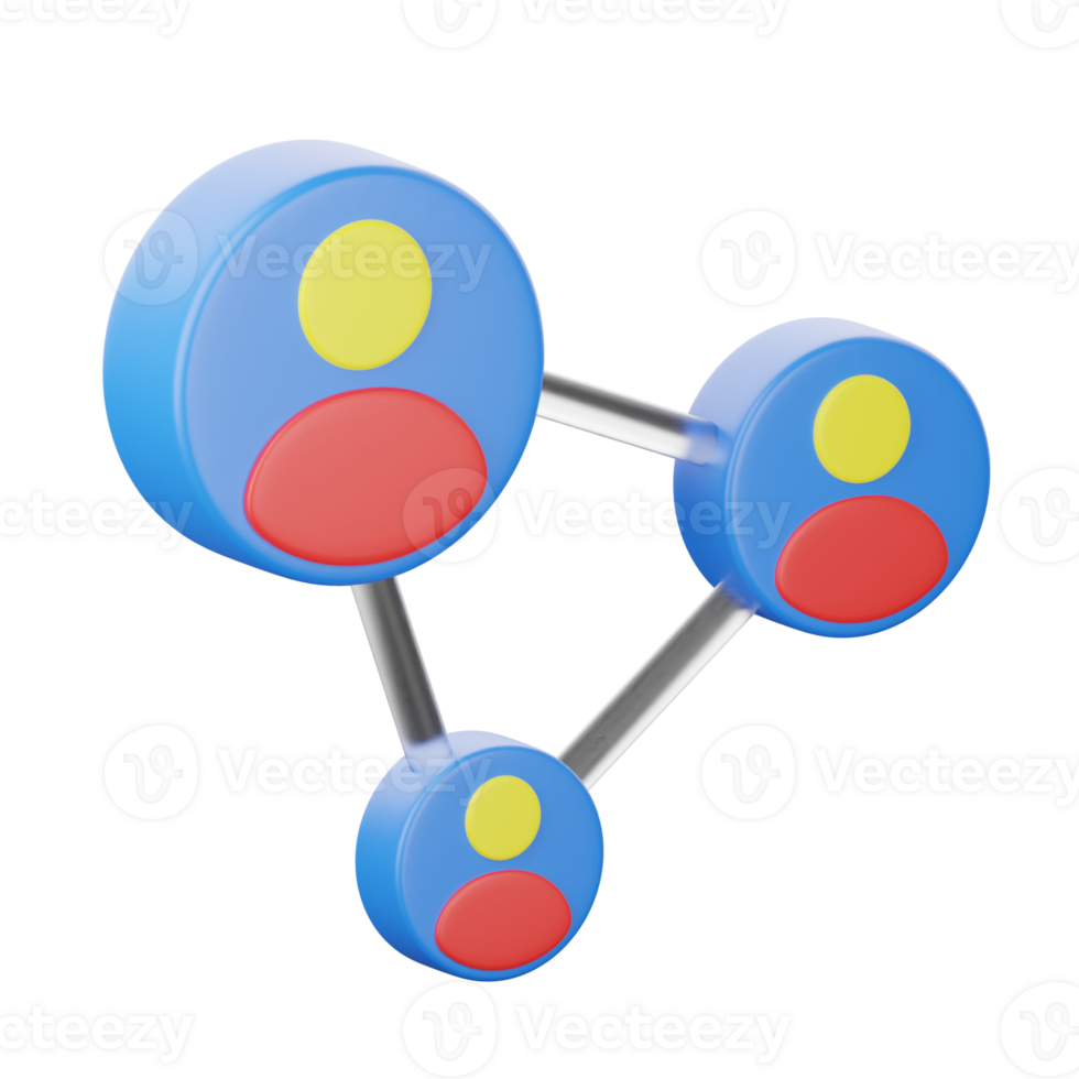 3D Illustration network graph chart png