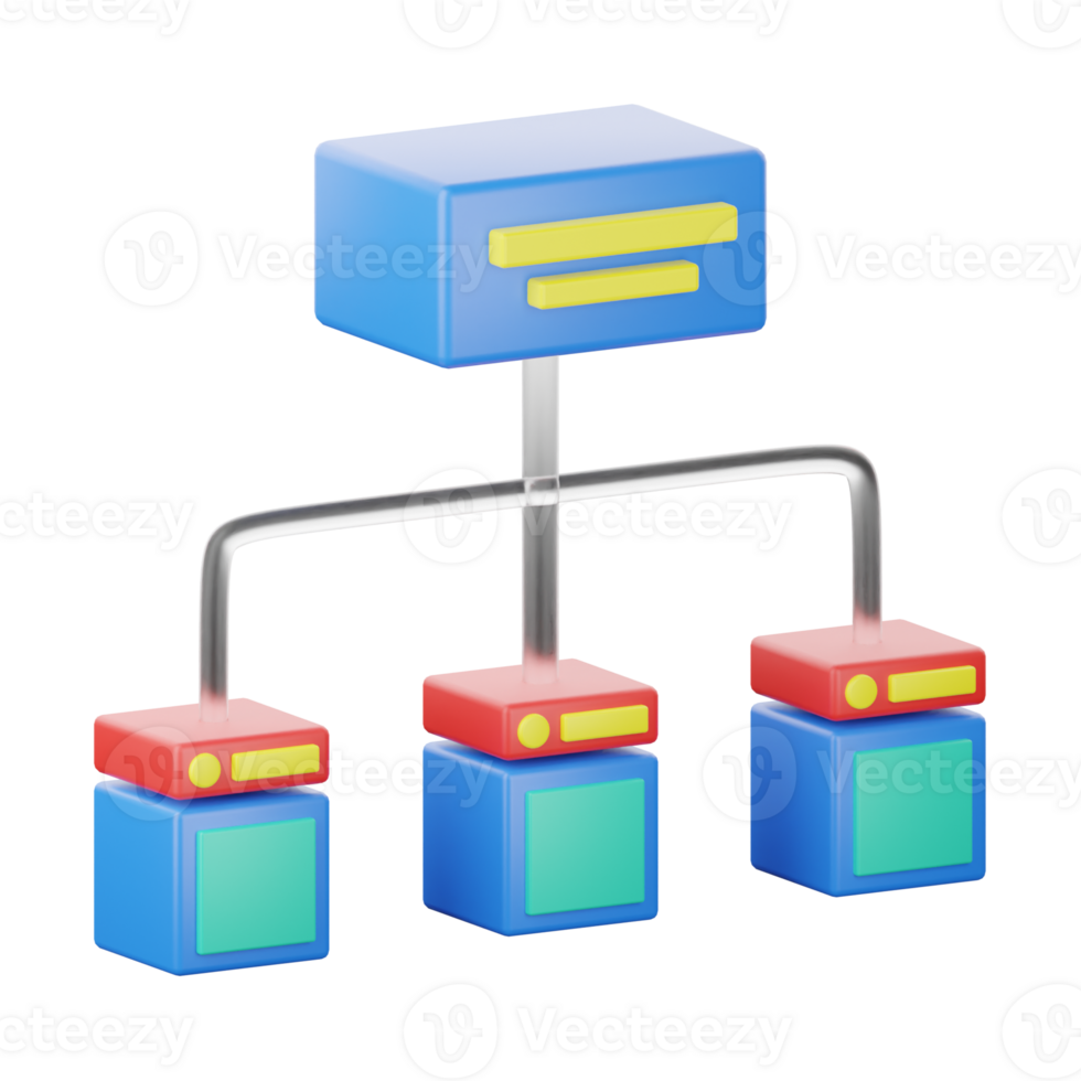 3D Illustration network diagram chart png