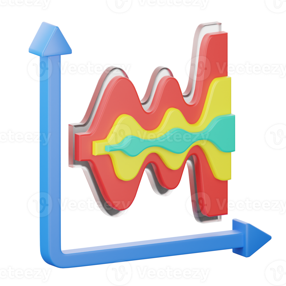 3D Illustration steamgraph chart png