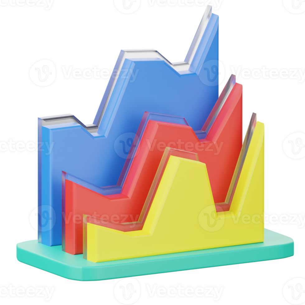 3D Illustration stacked area chart png