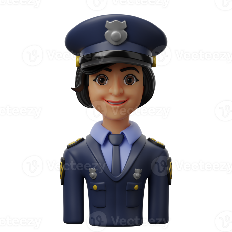 3d Benutzerbild Charakter Illustration weiblich Polizei Offizier png