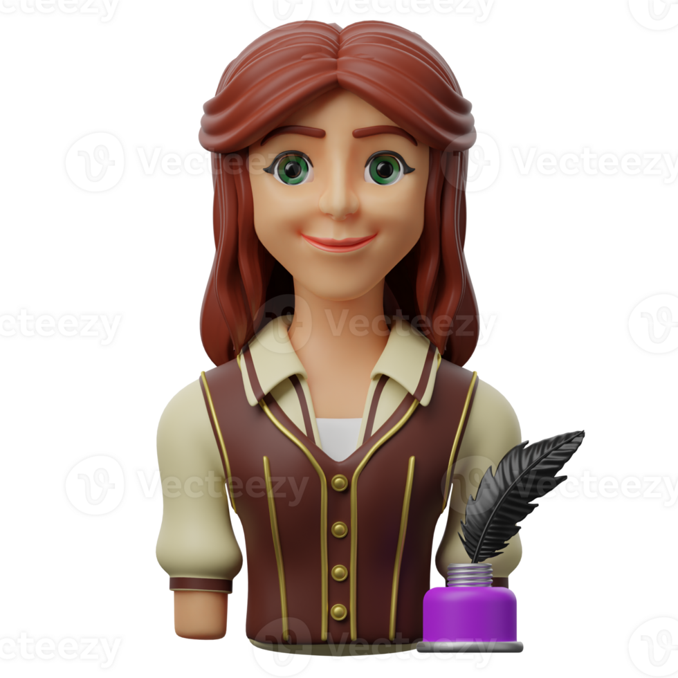 3D Avatar Character Illustration female writer png