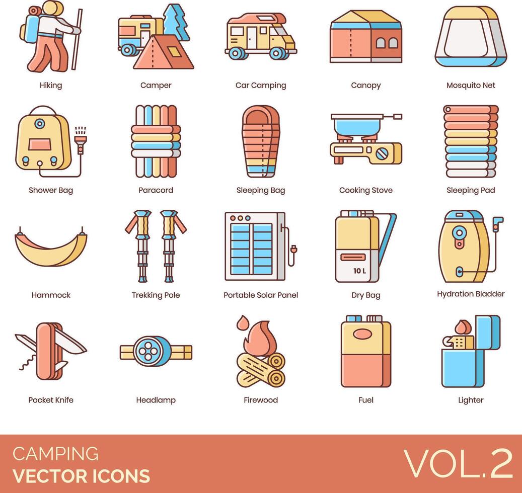 cámping vector icono conjunto