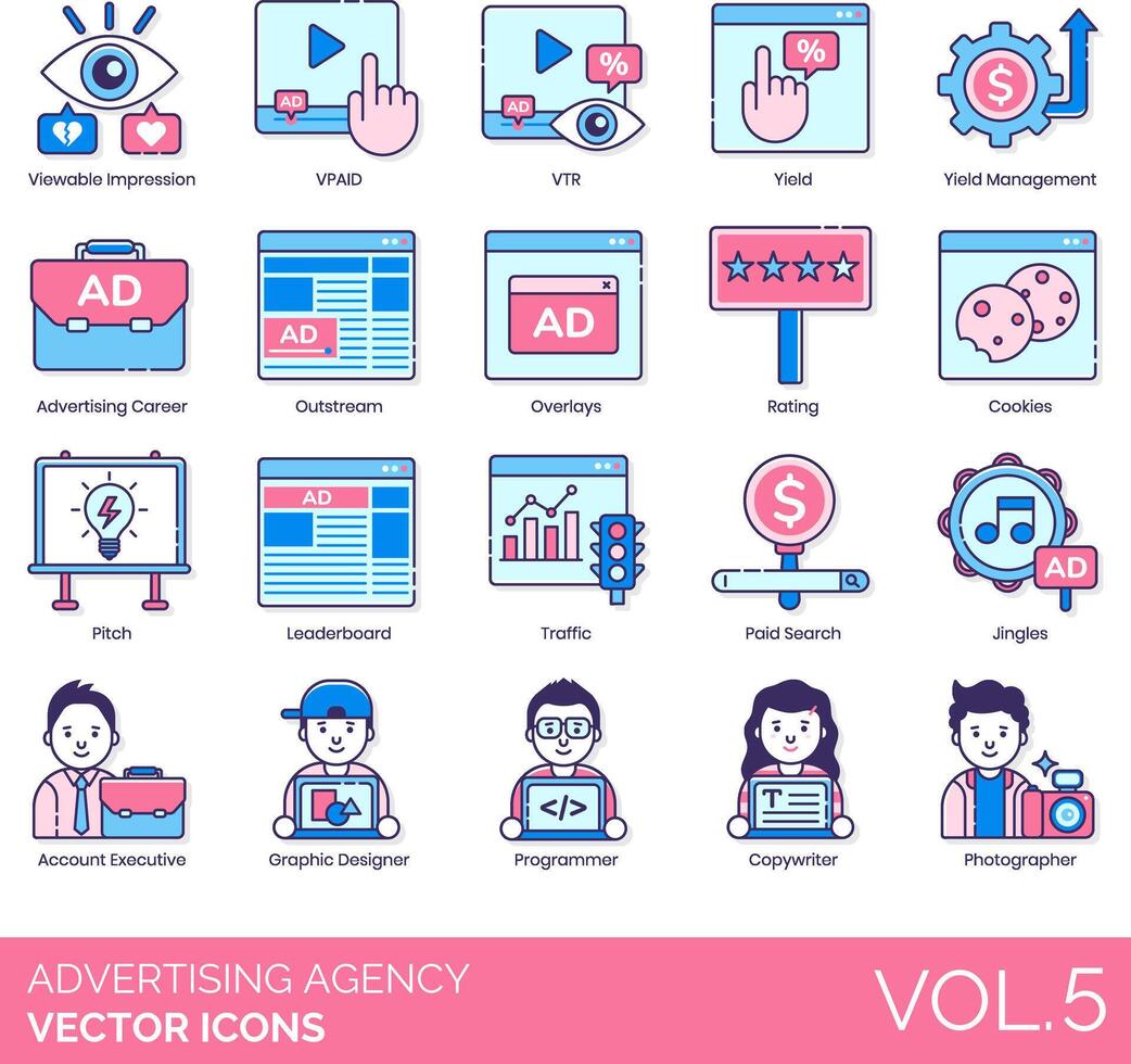 advertising agency vector icon set