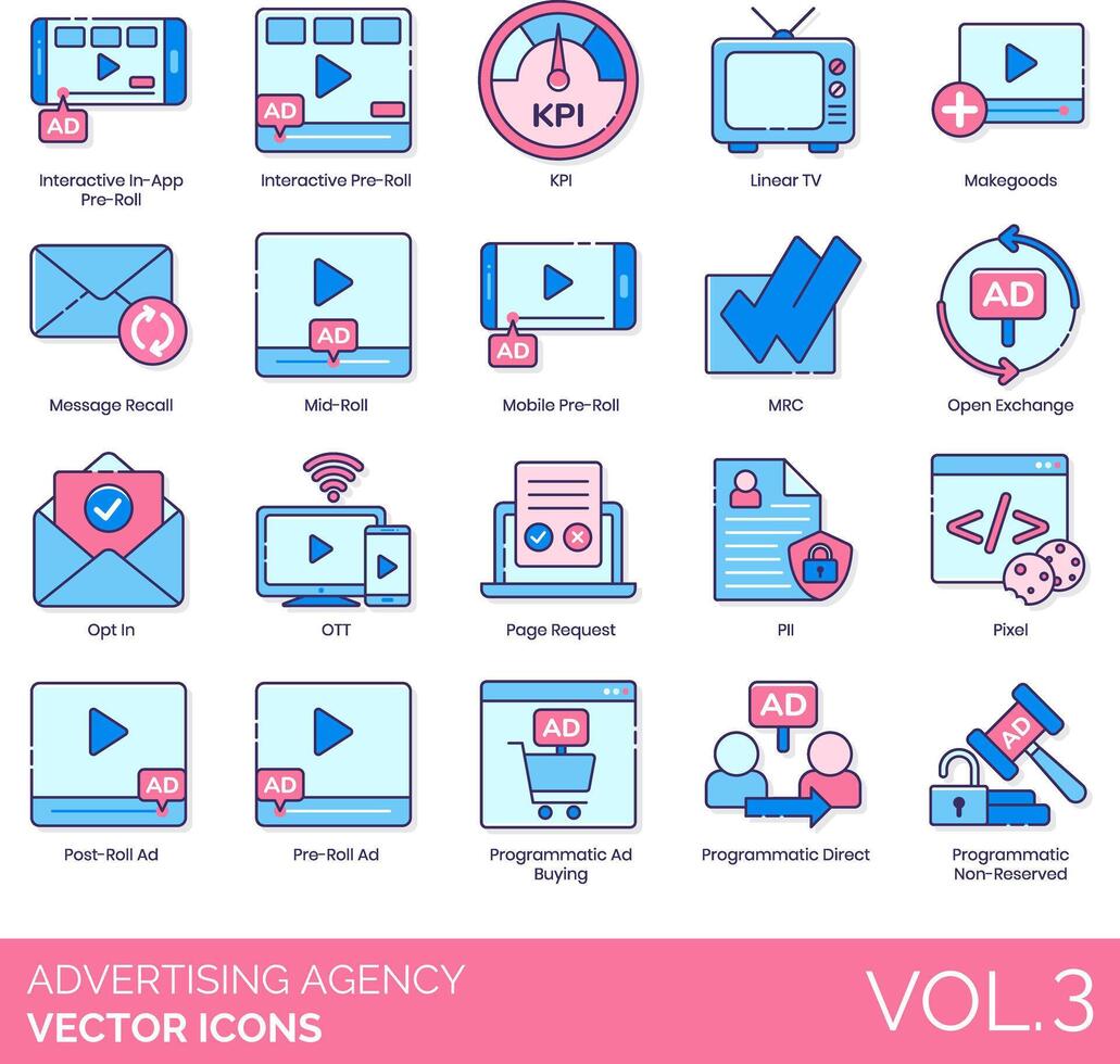 advertising agency vector icon set