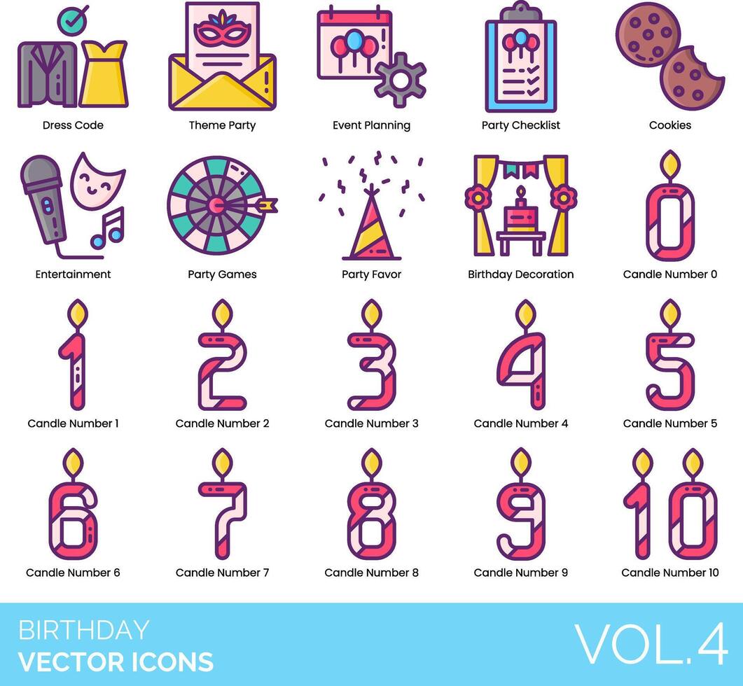 Birthday vector icon set