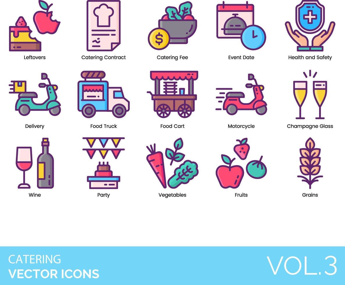 Catering vector icon set