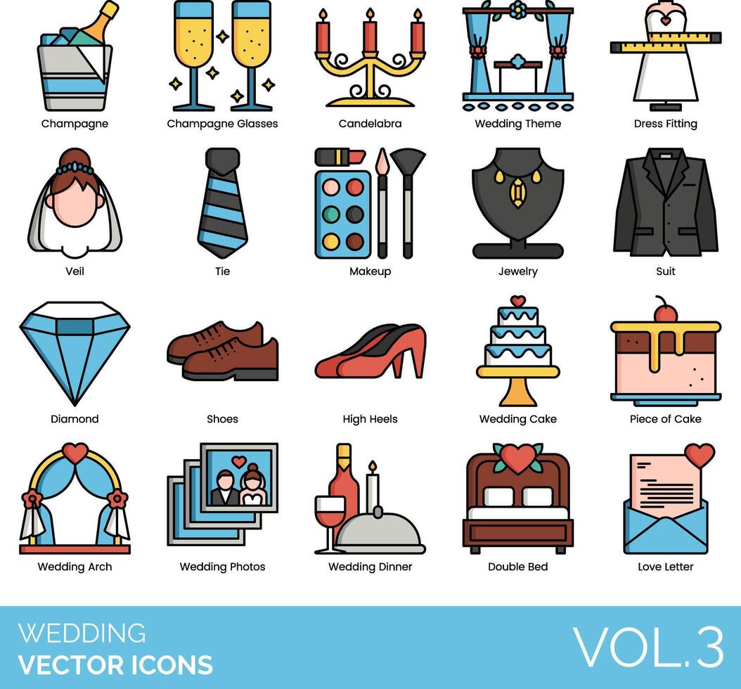 Wedding vector icon set