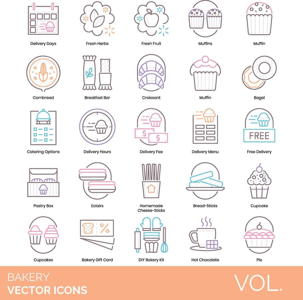 panadería vector icono conjunto