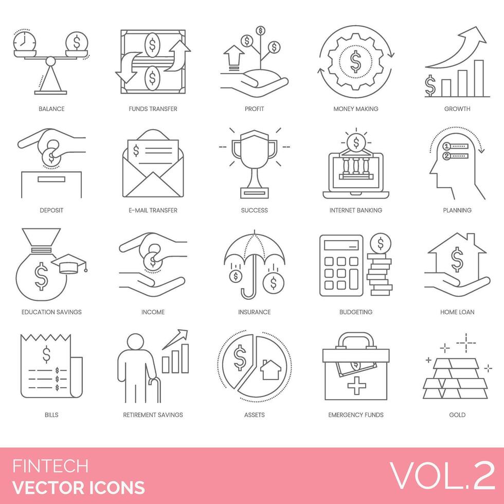 fintech vector icono conjunto