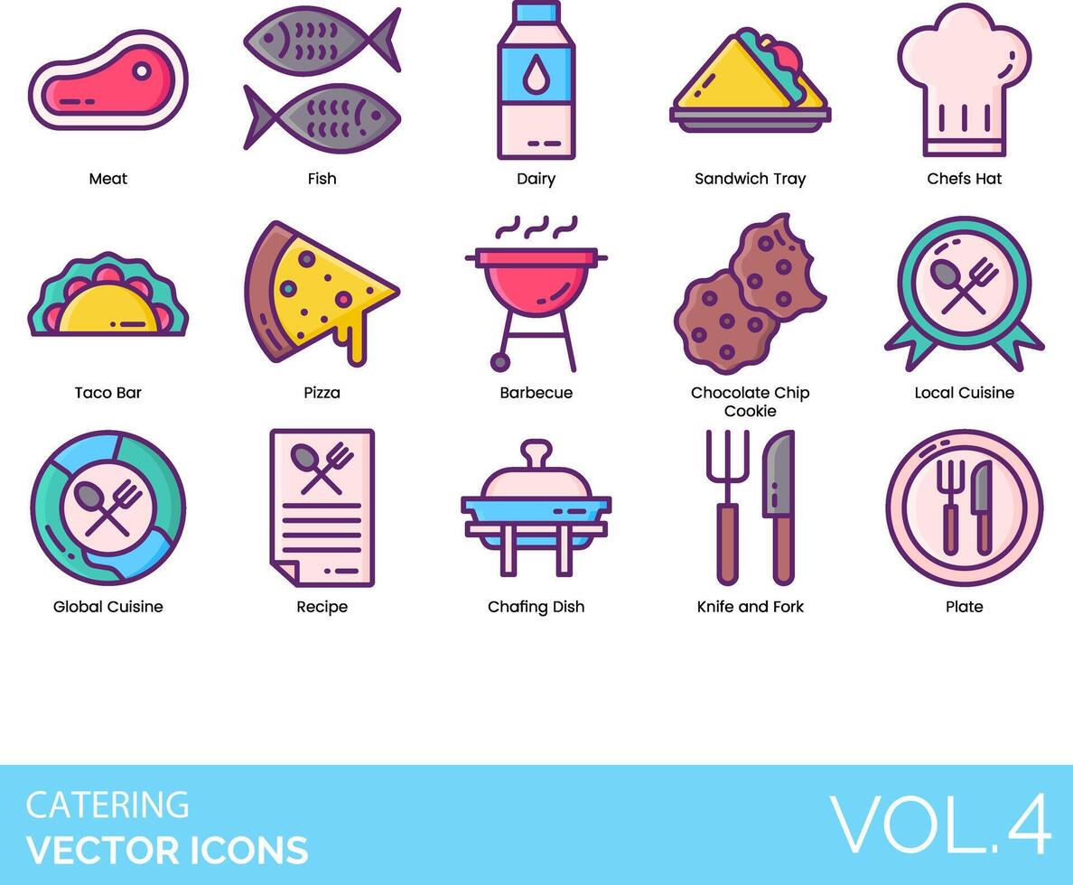 Catering vector icon set