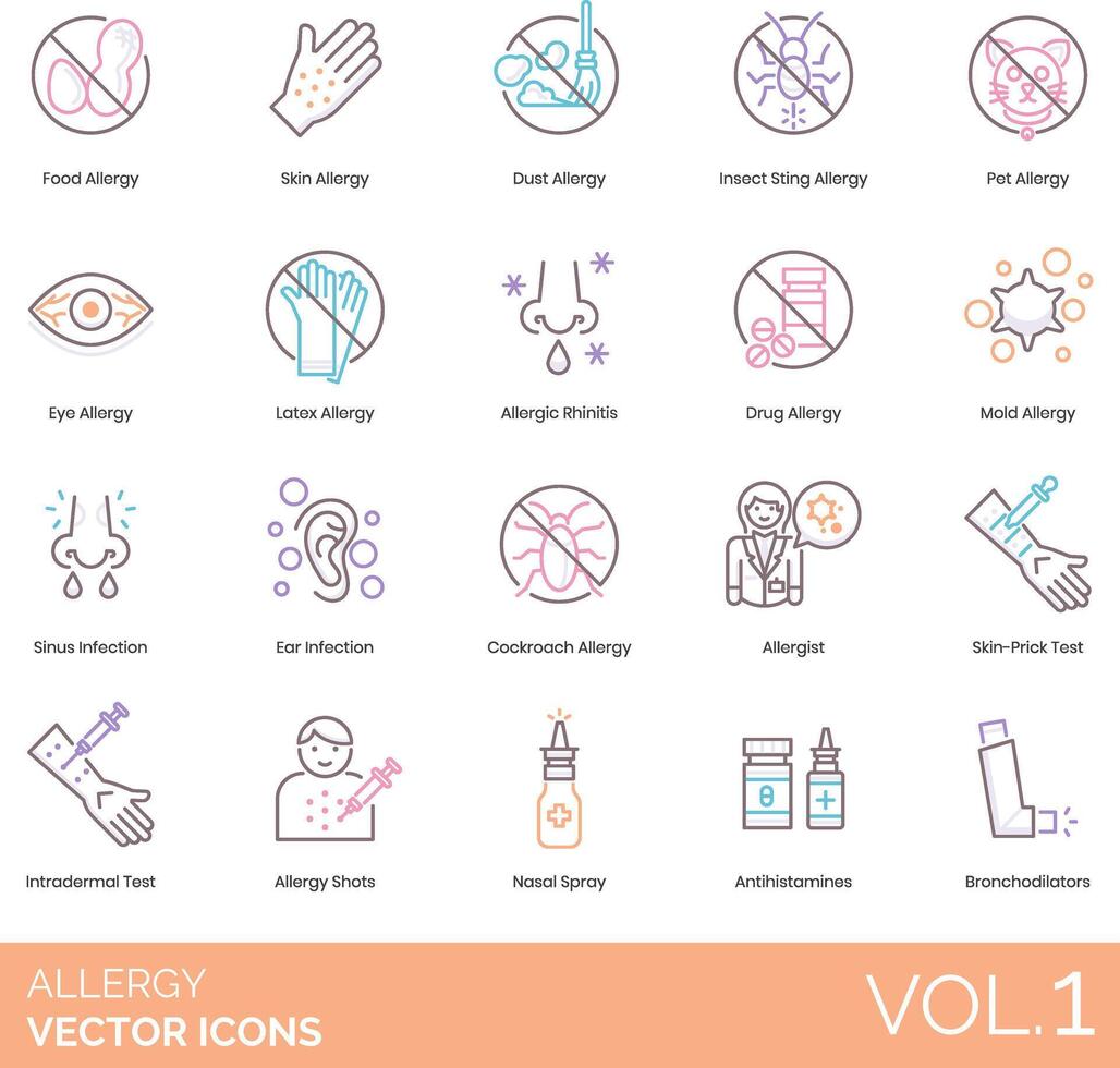 Allergy vector icon set