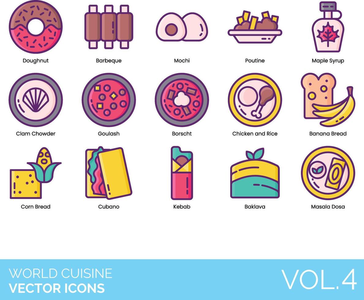 World Cuisine vector icon set