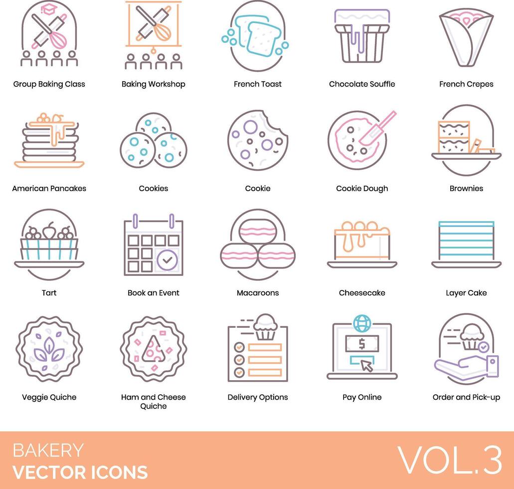 Bakery vector icon set