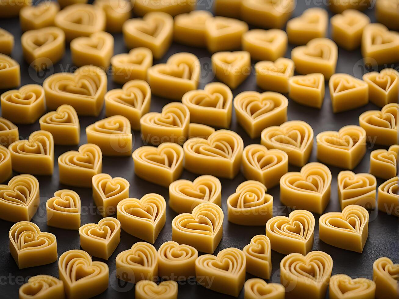 AI generated heart shaped pasta pattern photo