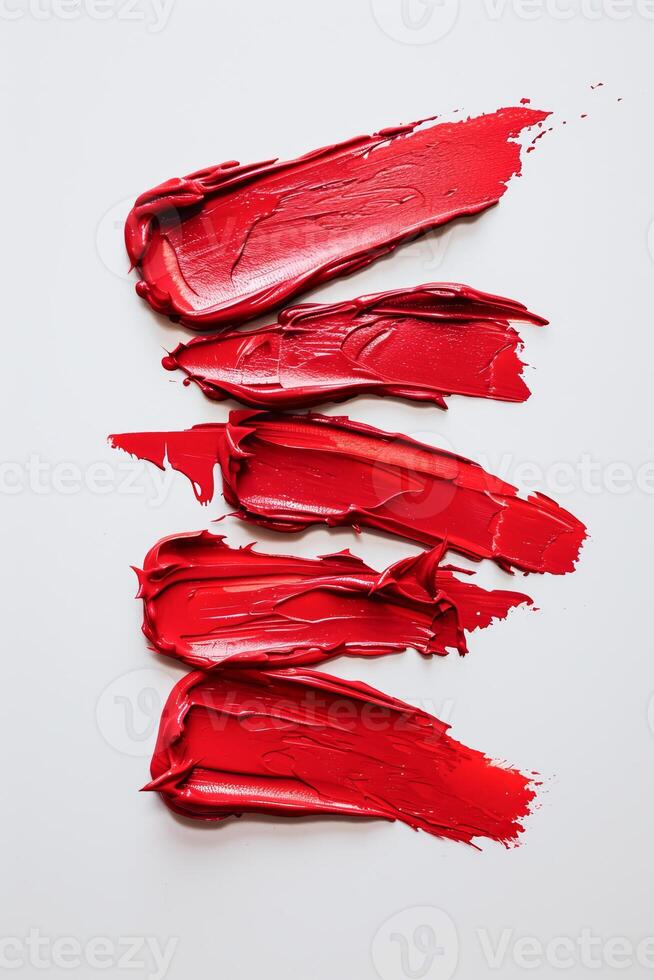AI generated Vivid Red Paint Strokes on a Pristine White Background photo