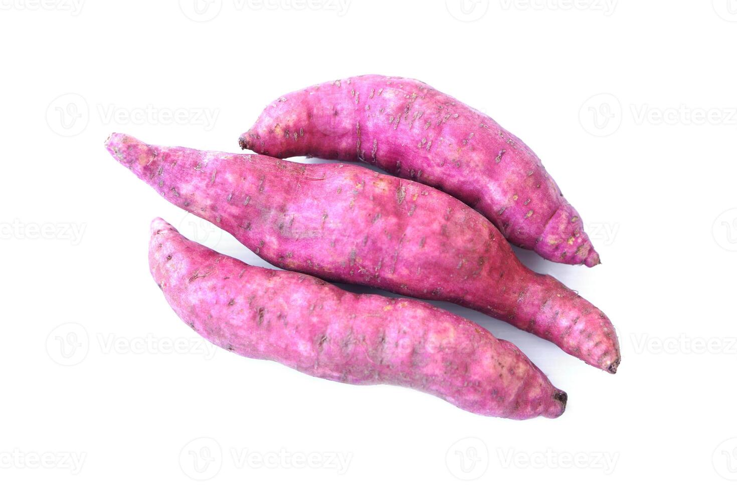 Organic sweet potatoes on white background. Concept, agriculture crops. Food ingredient for cooking dessert, delicious and good for health, can be cooked for variety menu. photo