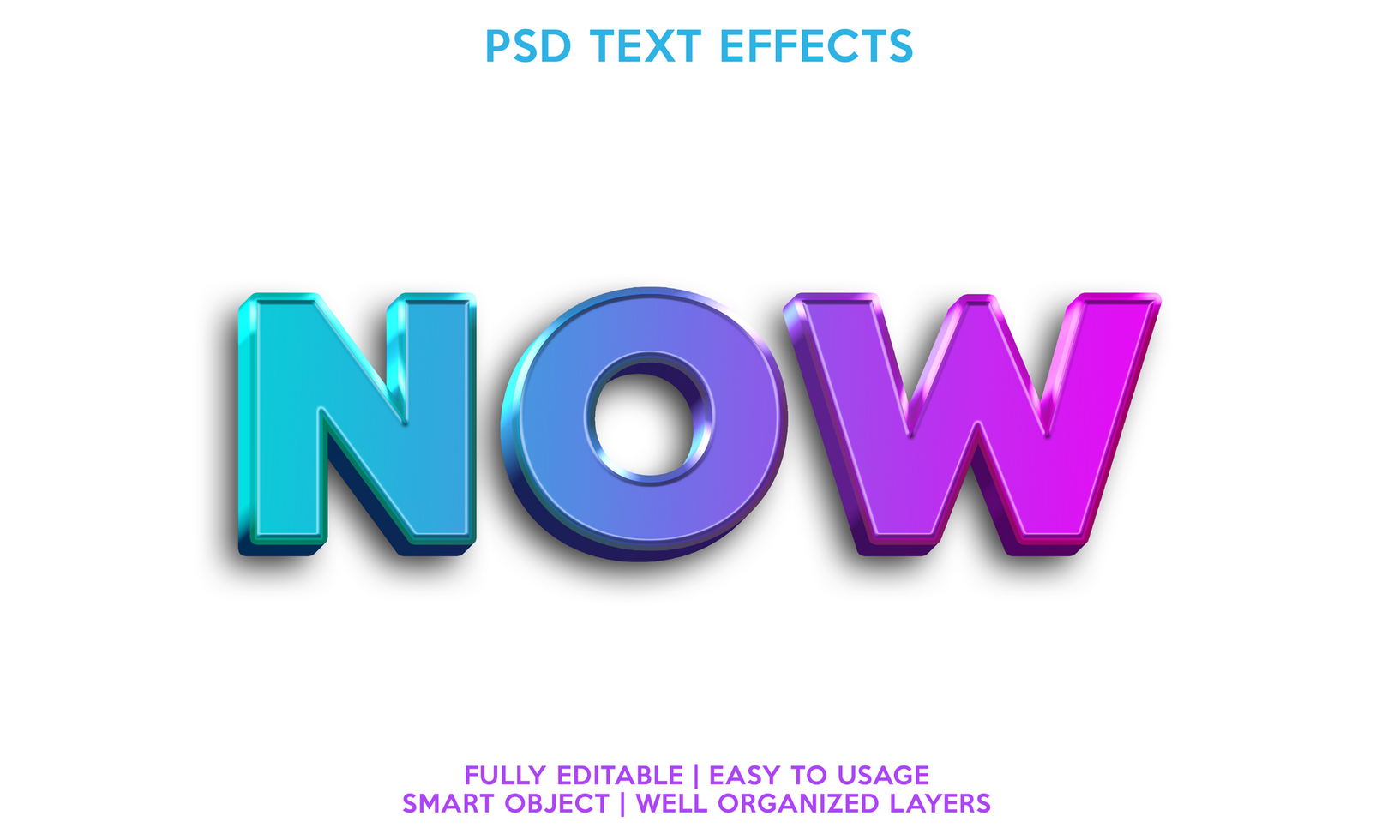 now text effect template psd