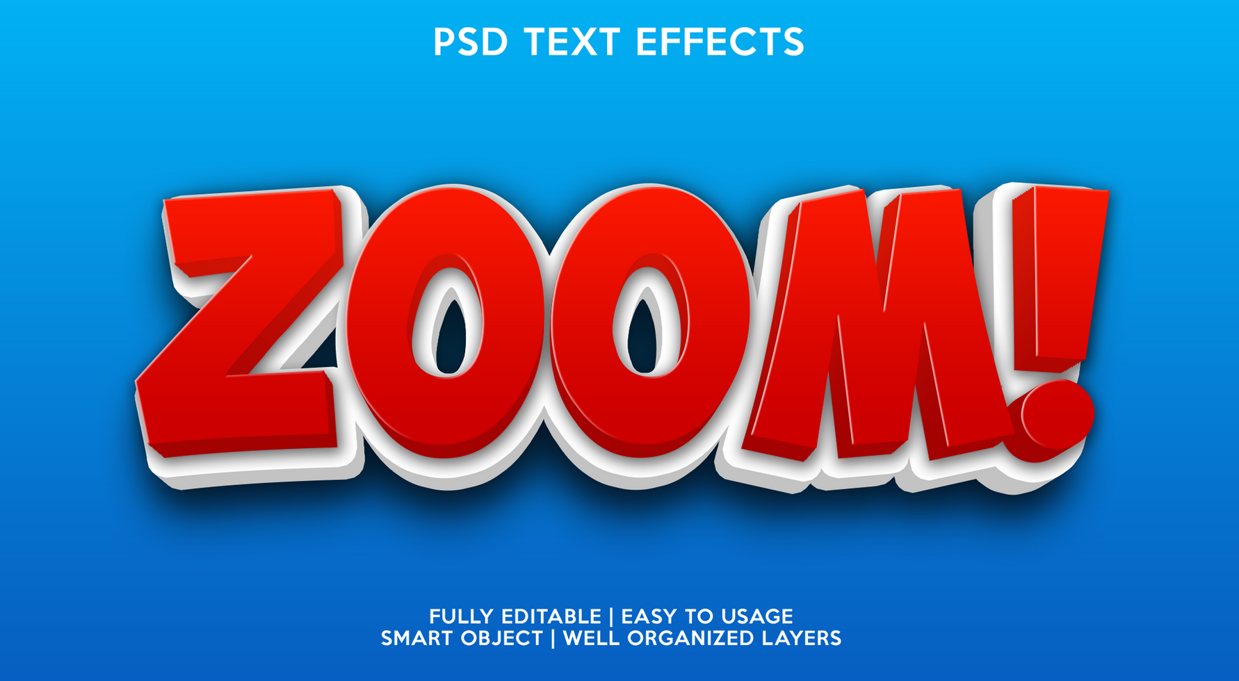 zoom text effect template psd