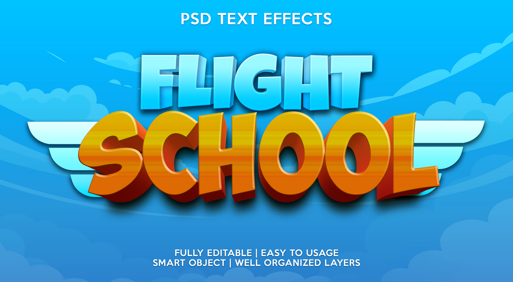 flinght school text effect template psd