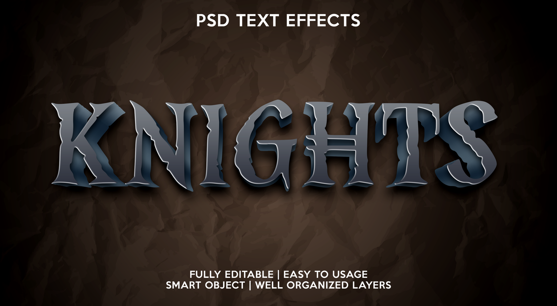 knights text effect template psd