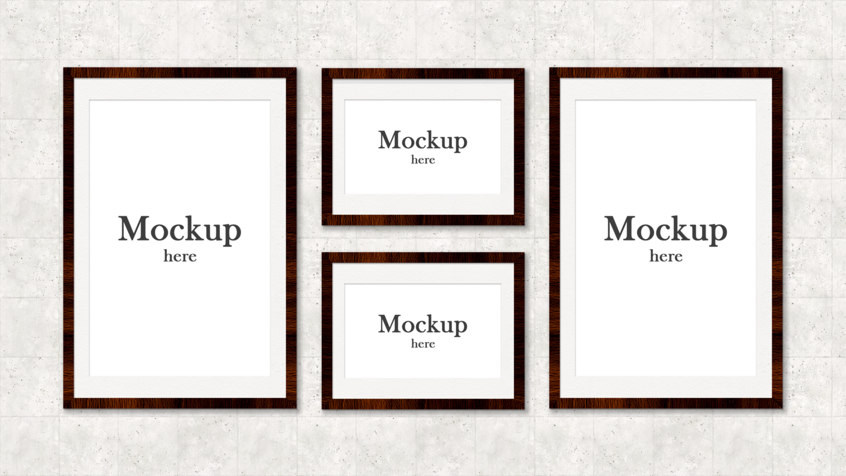 Multiple wooden frame mockups on wall editable PSD