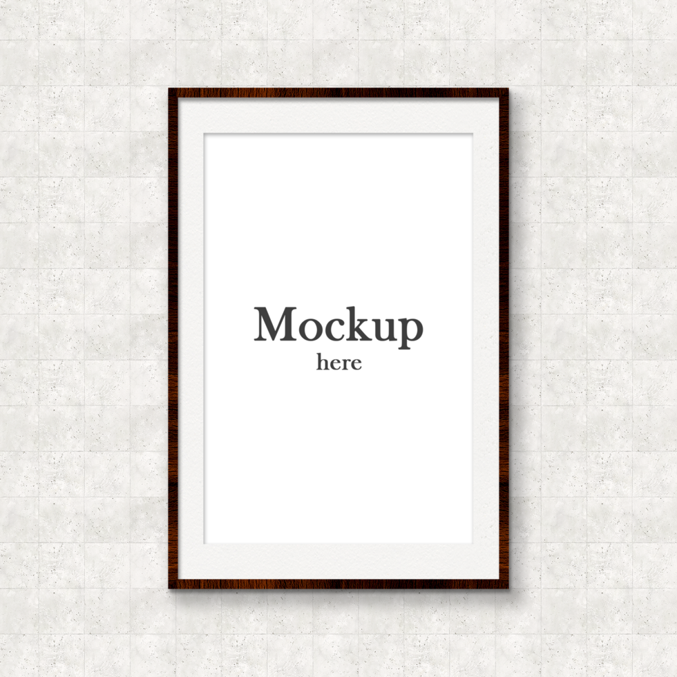 Single wooden frame mockup on wall editable PSD