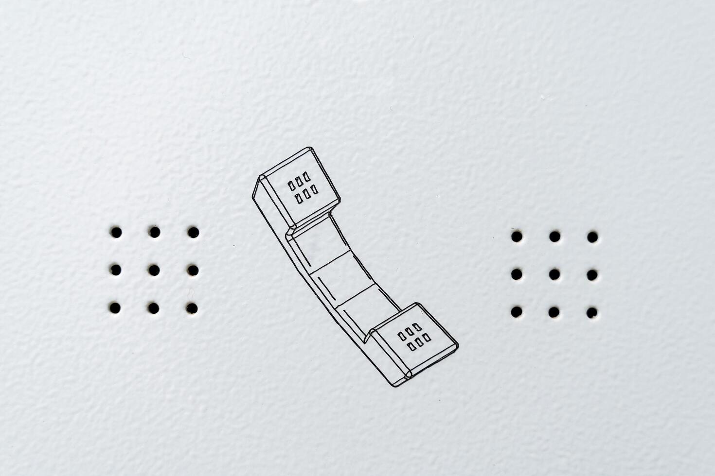 A panel of buttons in the elevator. The symbol for calling the dispatcher in the elevator. Call the dispatcher in case of getting stuck in the elevator. Elevator Rescue Service photo