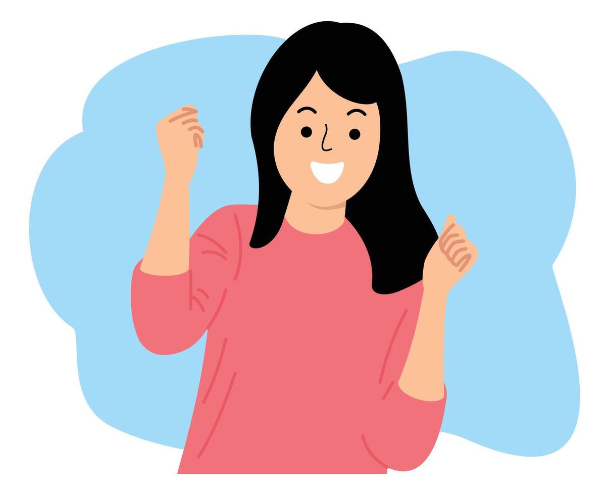 young girl with happy gesture vector