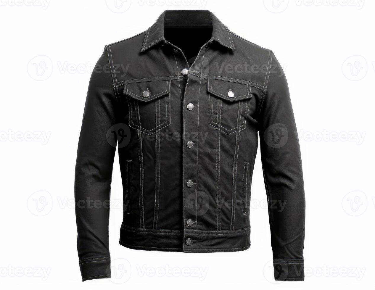 Black leather jacket isolated on white background. 3d rendering, mock up photo
