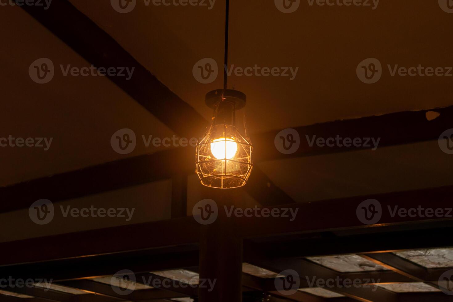 Close up view of a retro incandescent lamp photo