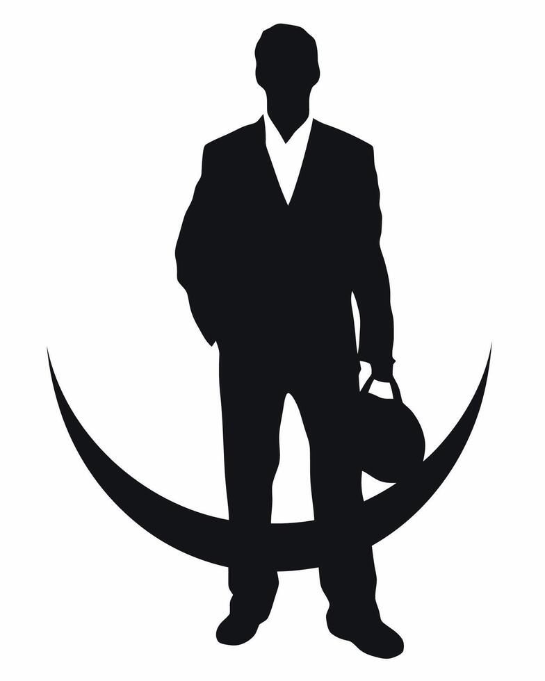 Businessman Holding Bag Silhouette vector