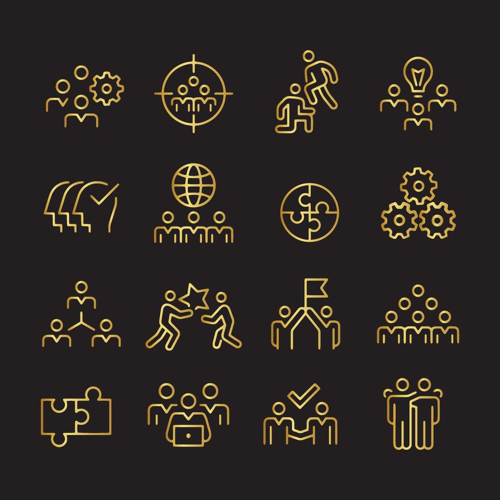 diseño de vectores de iconos de trabajo en equipo