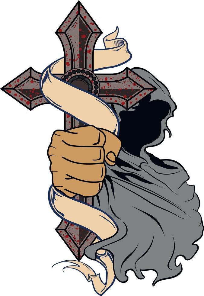 RELIGION MAN AND CROSS vector