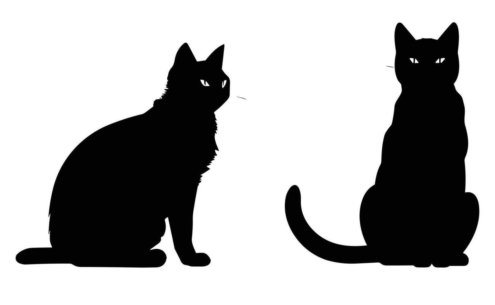 gato vector ilustración silueta conjunto negro y blanco