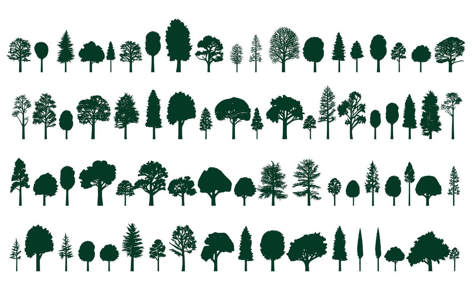 tree vector illustration set plant silhouette leaf forest design