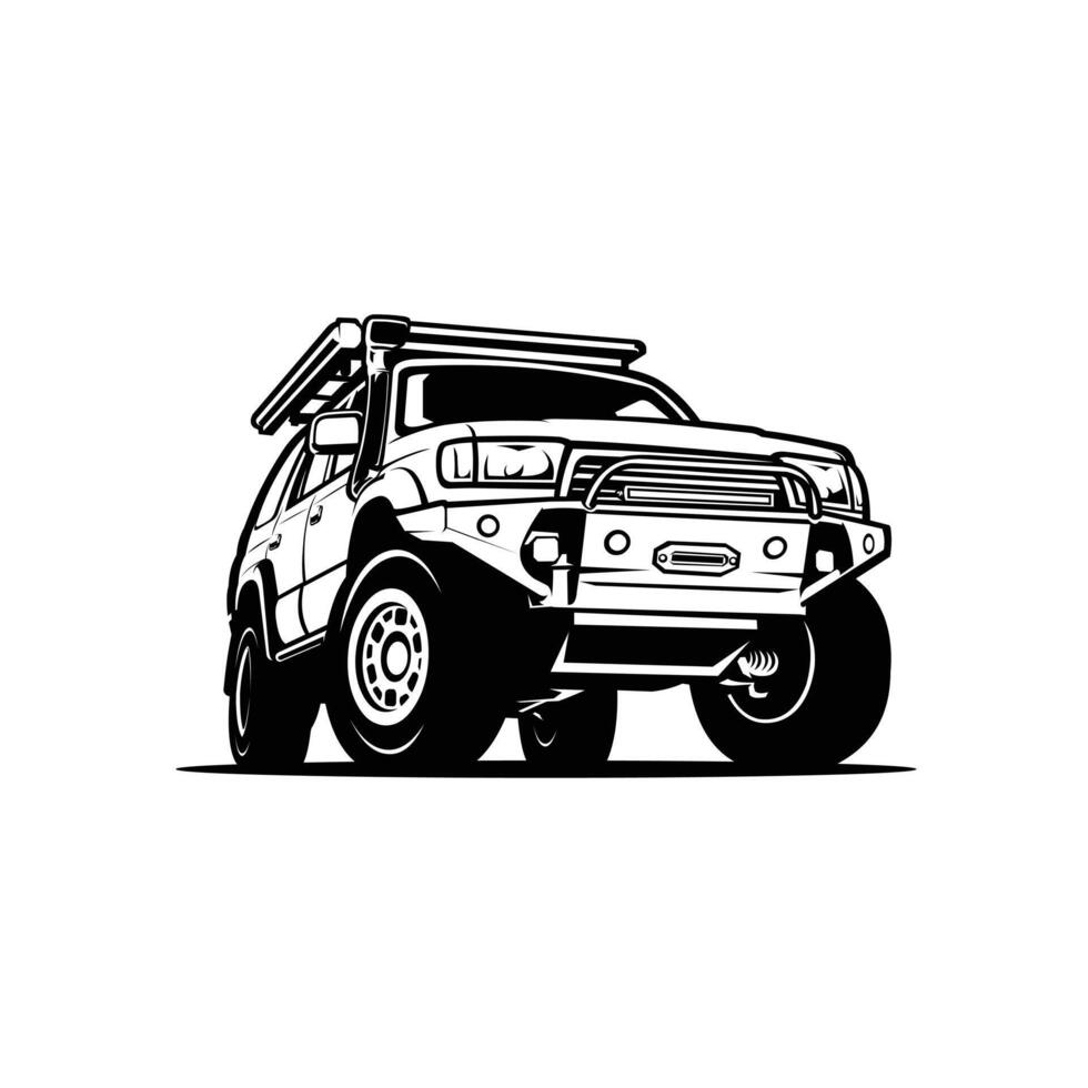 Premium overland offroad 4x4 vehicle vector art illustration isolated. Best for overland related industry