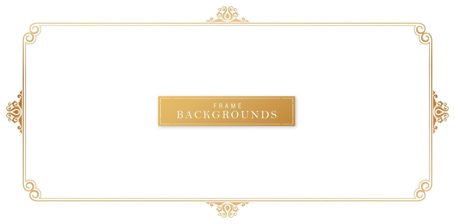 vintage golden frames with ornamental borders on a isolated white backgrounds for space text, luxury invitation, certificate of completion templates, stationery designs materials, collages decks vector