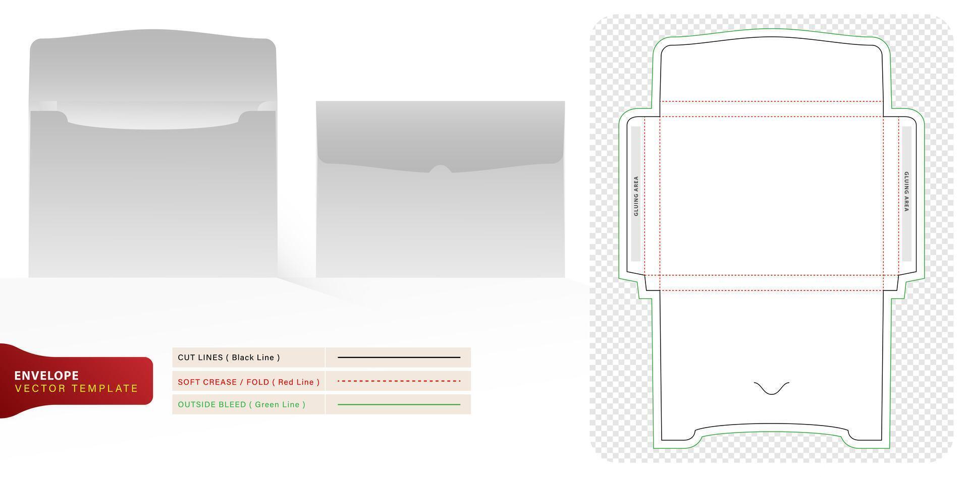Vector illustration die cut Blank papers and envelopes templates for your designs, packaging branding, product compartment unique designs, minimalist conceptual holder, stationery packs, 3d mock-up